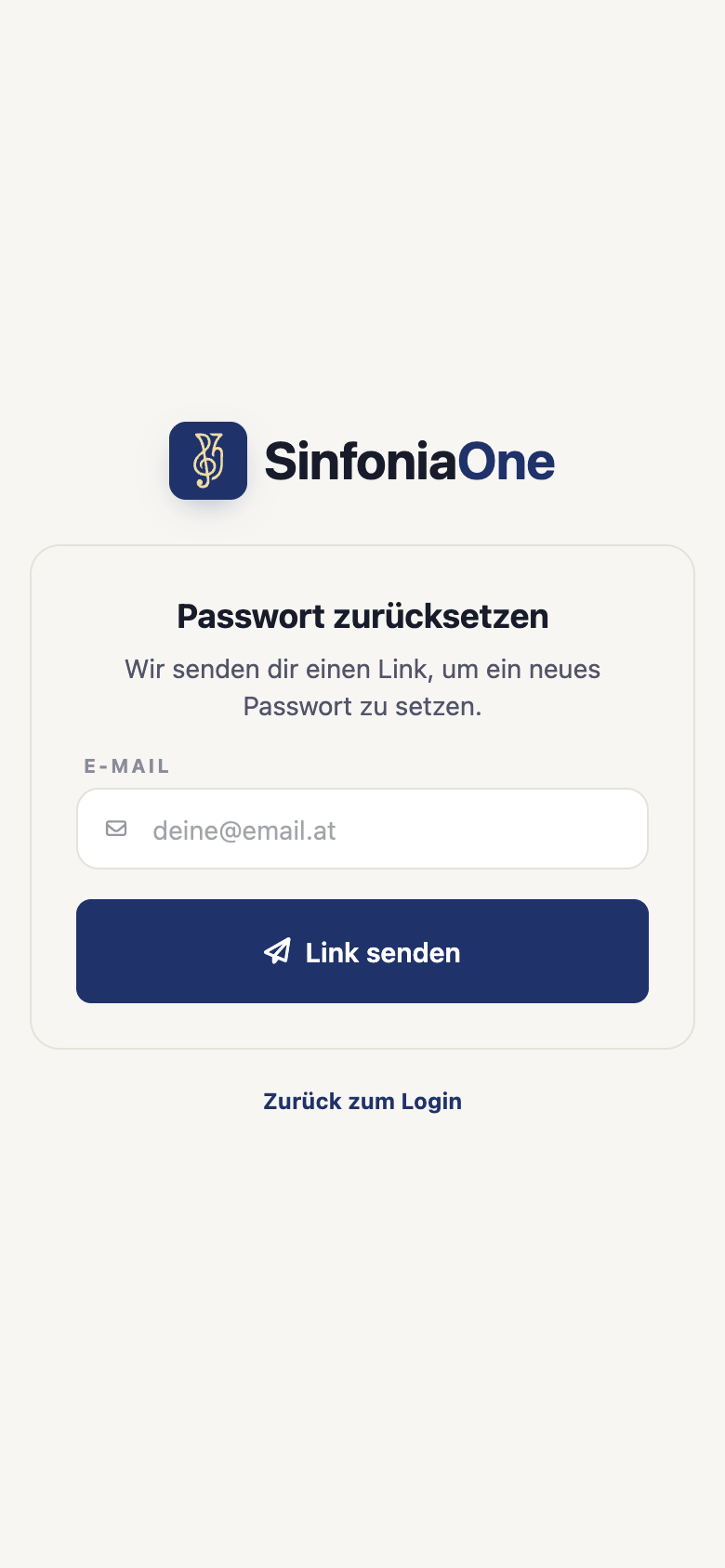 Bildschirm „Passwort zurücksetzen“ (PasswordResetScreen), Schritt E-Mail eingeben